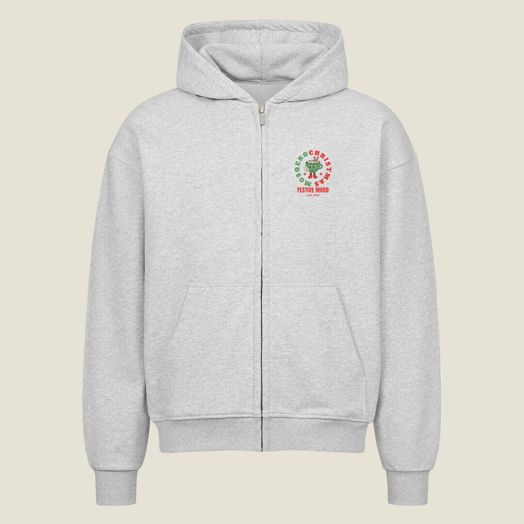 Mosqero Christmas Festive Mood Oversized Zipper Hoodie