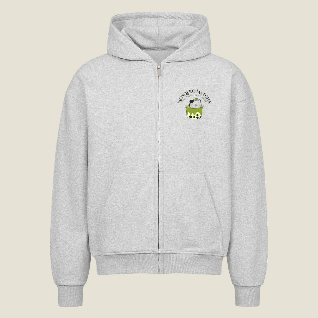 Mosqero Matcha Meow Oversized Zipper Hoodie